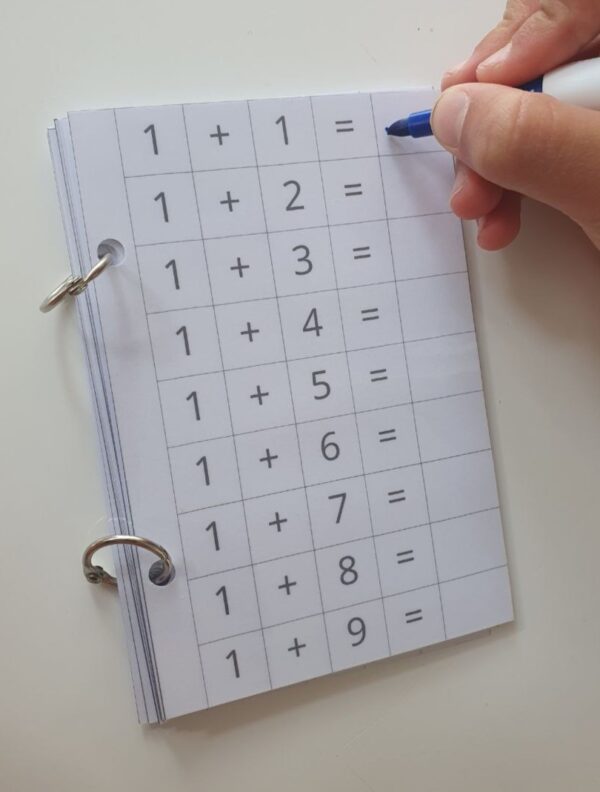 livret de tables d'additions autocorrectif