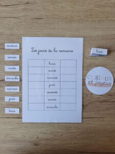 comprendre les jours de la semaine