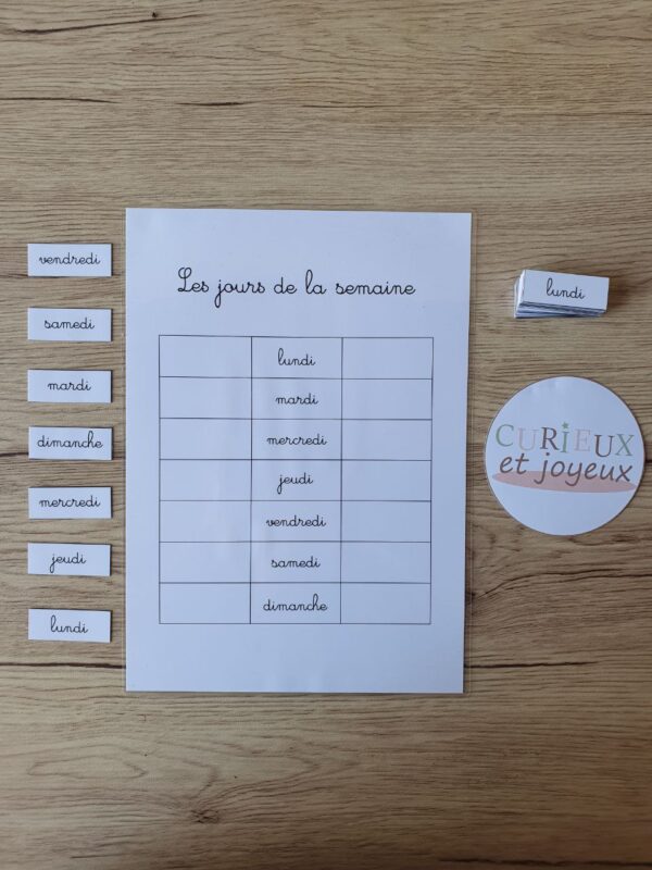comprendre les jours de la semaine
