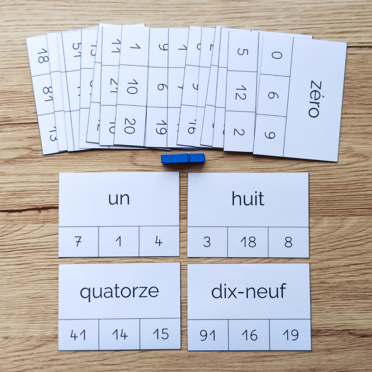 Écriture des nombres cartes à pince 0 à 19 Écriture des nombres cartes à pince 0 à 19