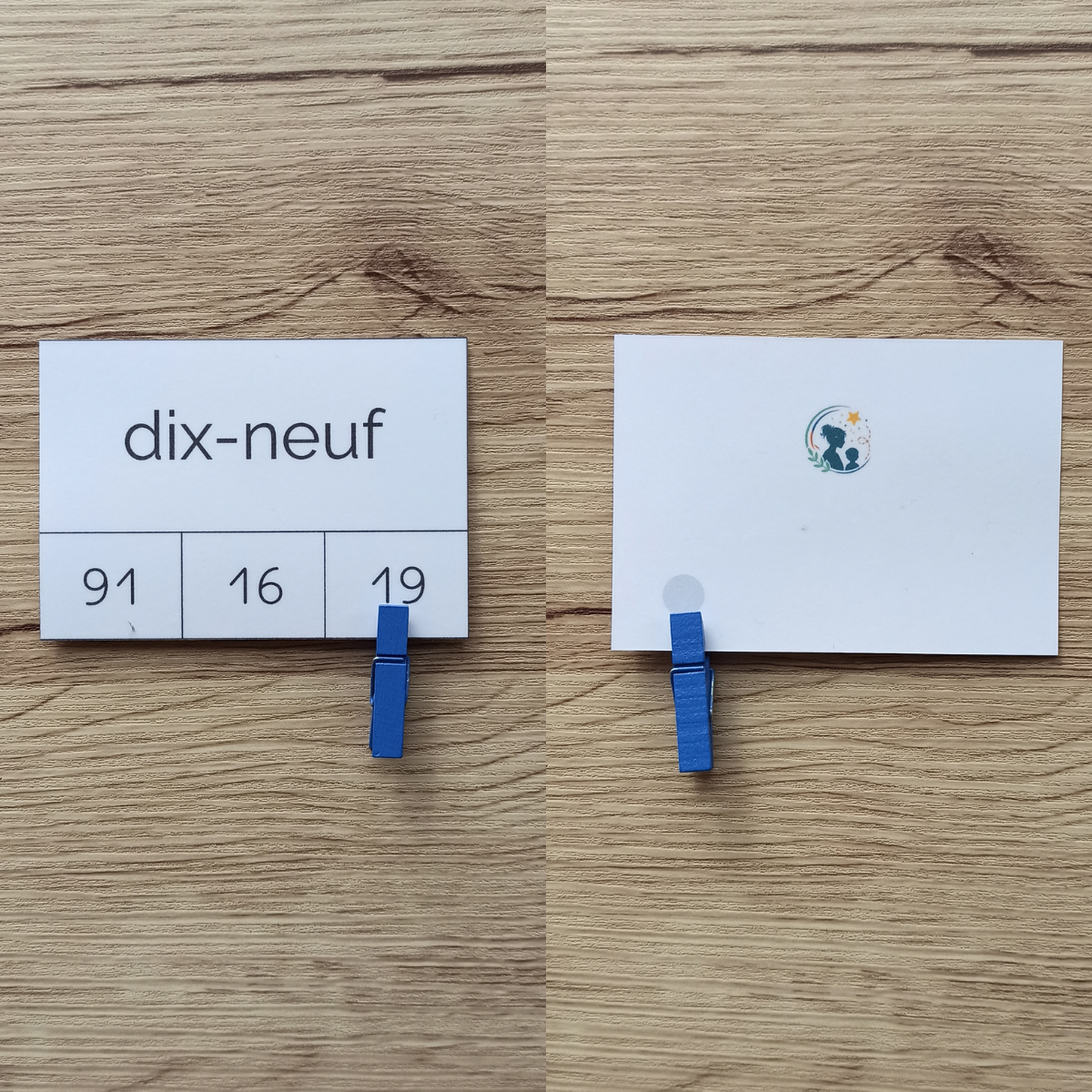 Écriture des nombres cartes à pince 0 à 19 Écriture des nombres cartes à pince 0 à 19